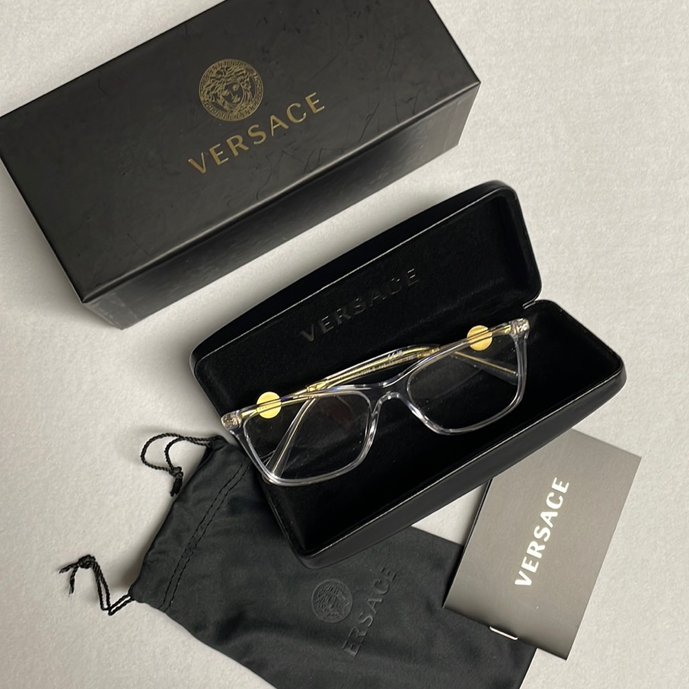 NEW Versace Glasses, Dust Bag, Case, and Box